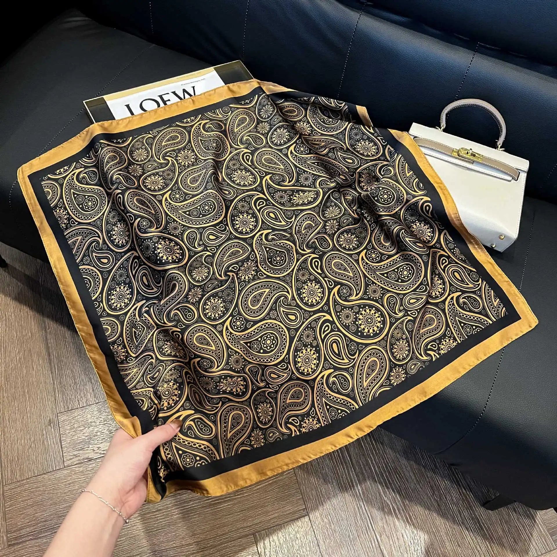 Luxury Paisley Satin Square Scarf – Soft & Elegant