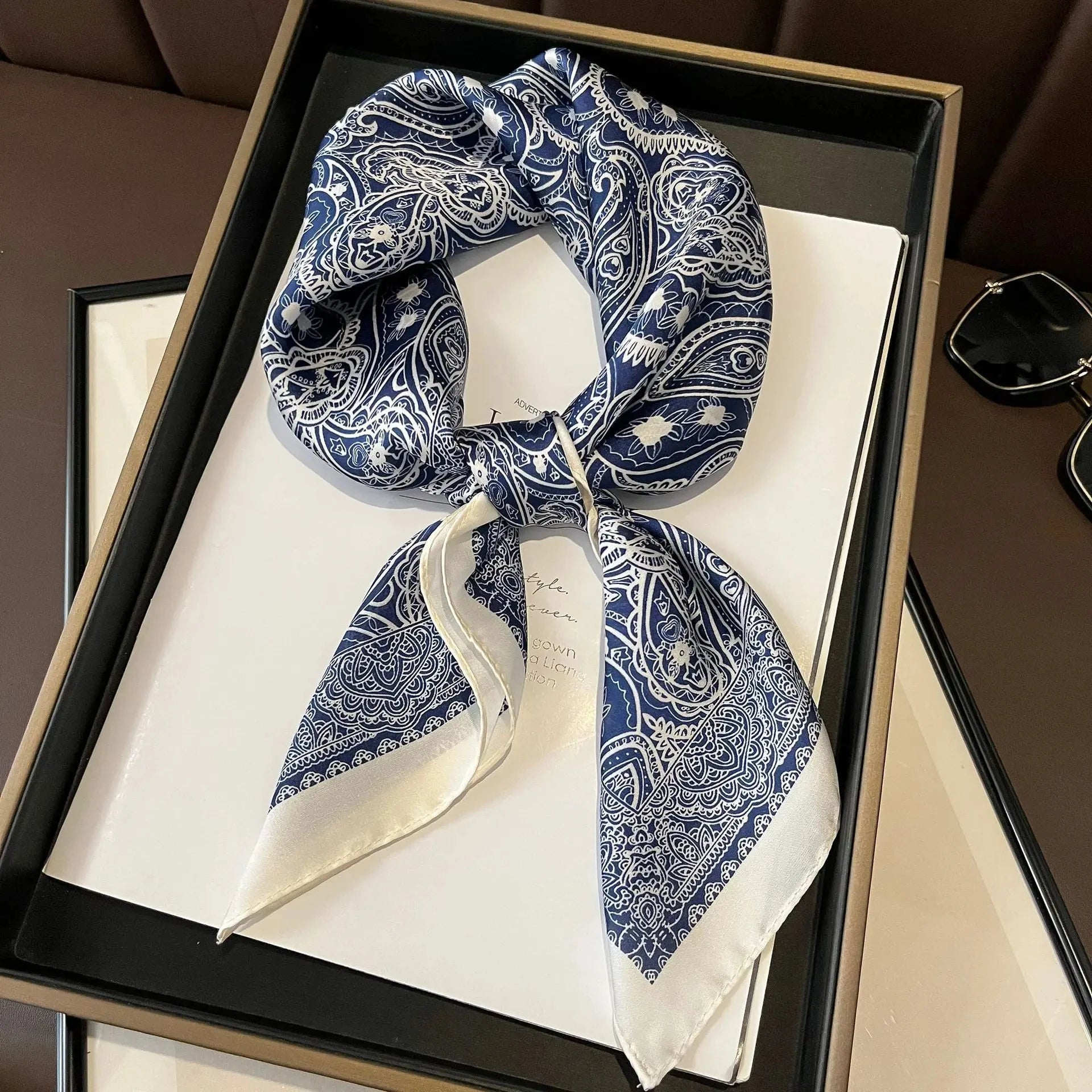 Luxury Paisley Satin Square Scarf – Soft & Elegant