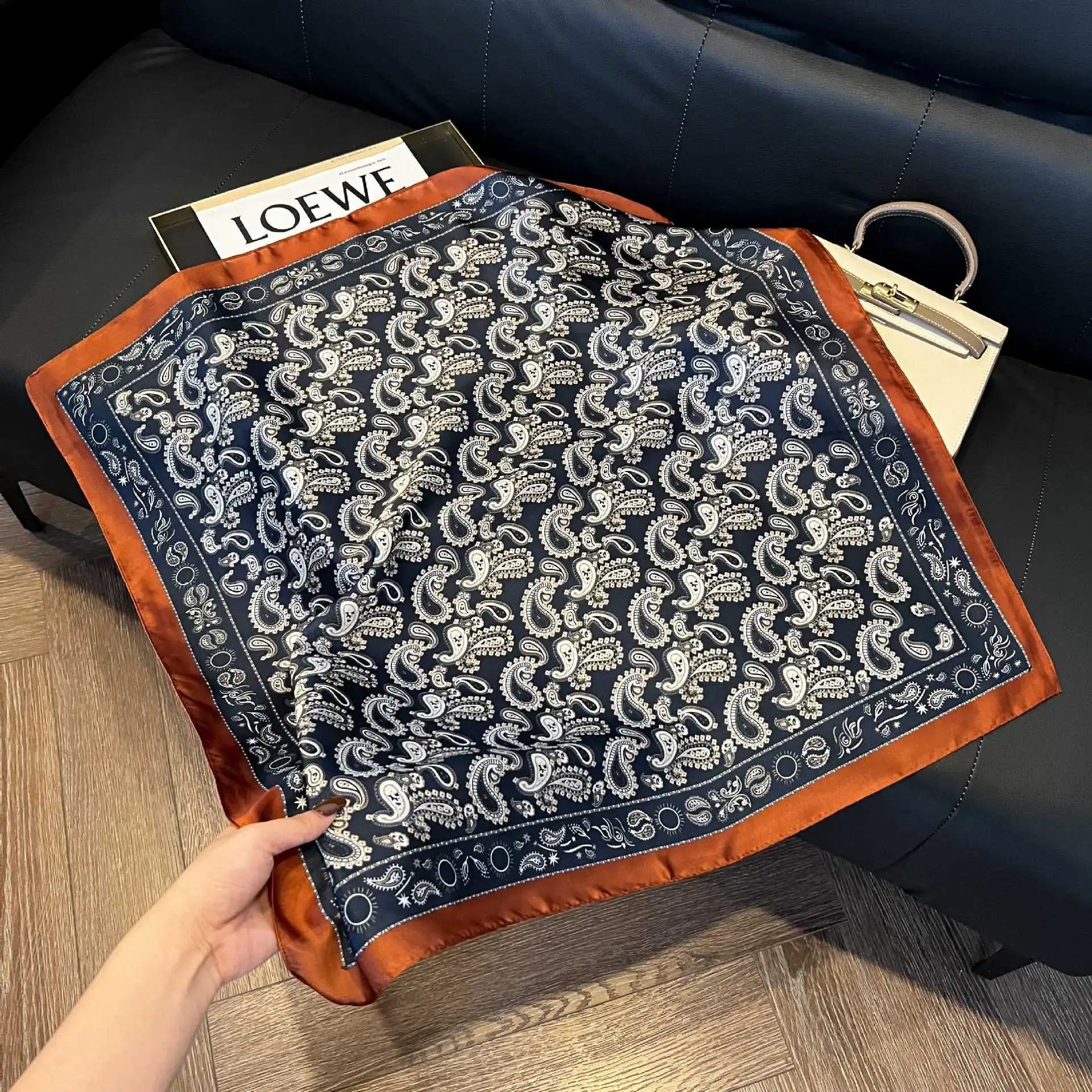 Luxury Paisley Satin Square Scarf – Soft & Elegant