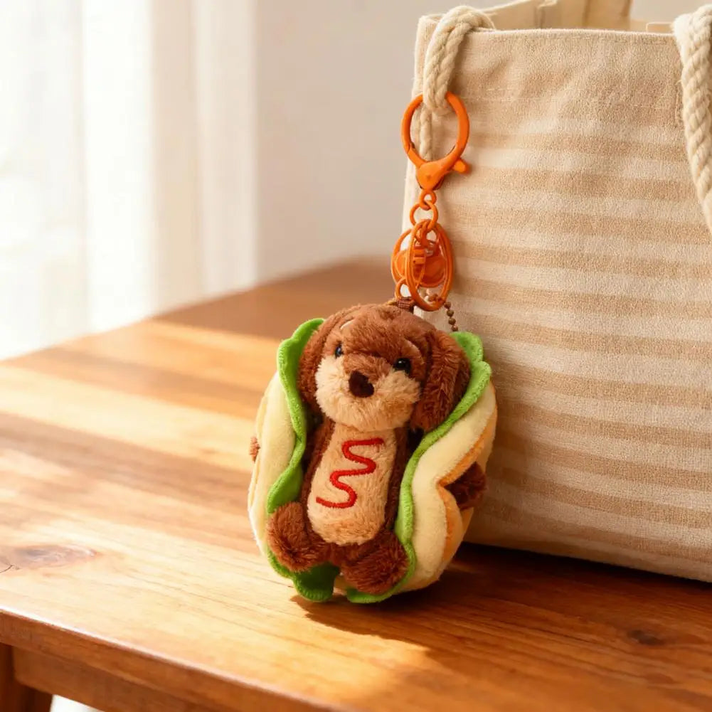 Plush Dachshund Dog Keychain – Dual Function