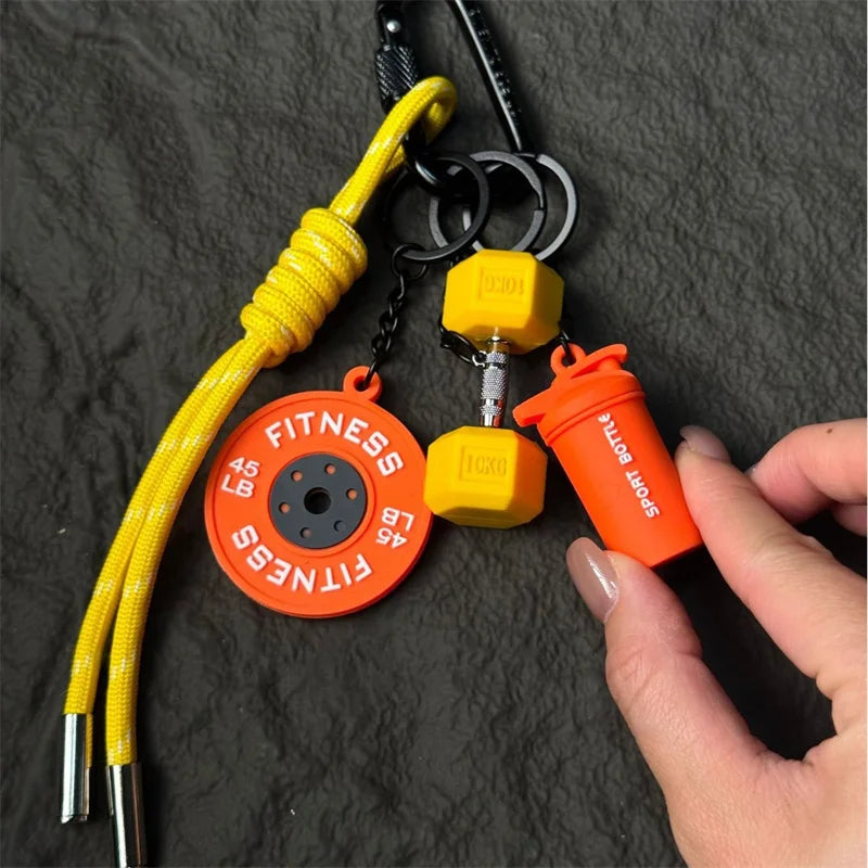 Dopamine Fitness Series Pendant D-shaped Buckle Detachable Barbell Plates Key Chain Creative Barbell Plates