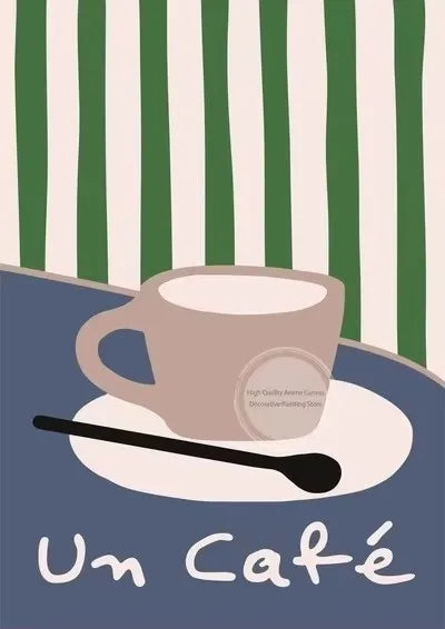 Retro Coffee Club Canvas Print Chic Food Beverage Beige Background Wall Art Posters for Modern Living Room Bedroom Home Decor