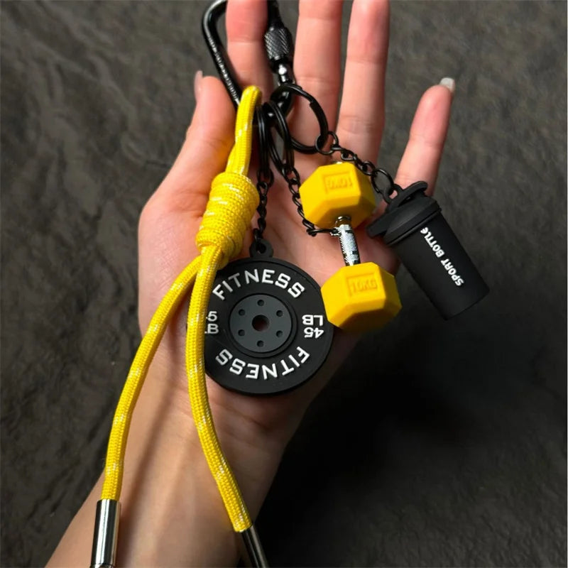Dopamine Fitness Series Pendant D-shaped Buckle Detachable Barbell Plates Key Chain Creative Barbell Plates