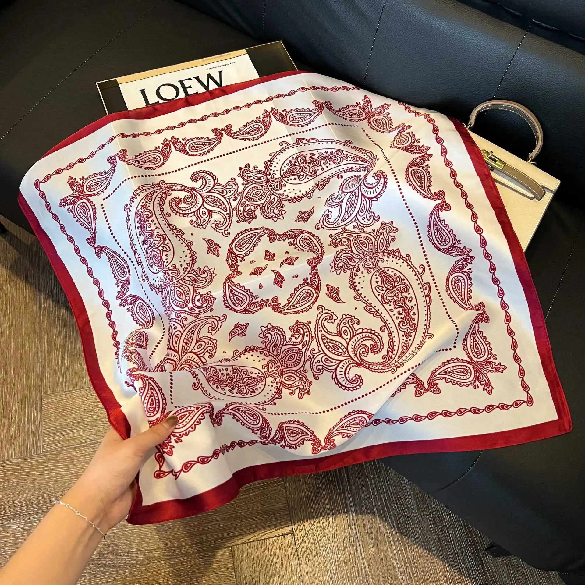 Luxury Paisley Satin Square Scarf – Soft & Elegant