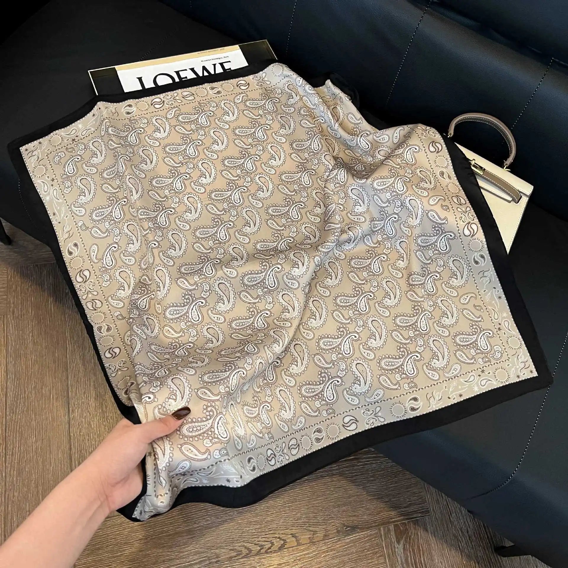 Luxury Paisley Satin Square Scarf – Soft & Elegant