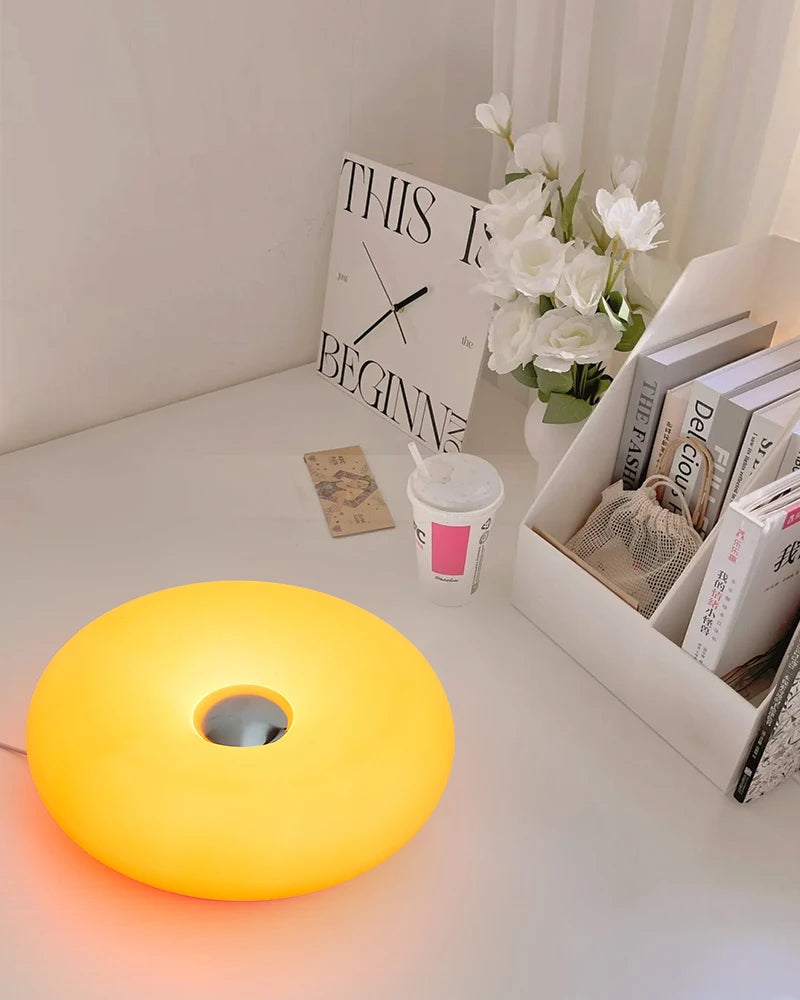 Bauhaus table lamp USB plug bedroom bedside lamp living room dining room decoration donut ambient light（Not glass）