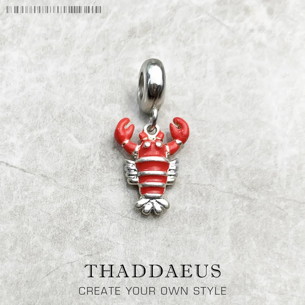 Red Lobster Pendant Charm New Fine Jewelry 925 Sterling Silver Oceans Cute Gift For Women Men