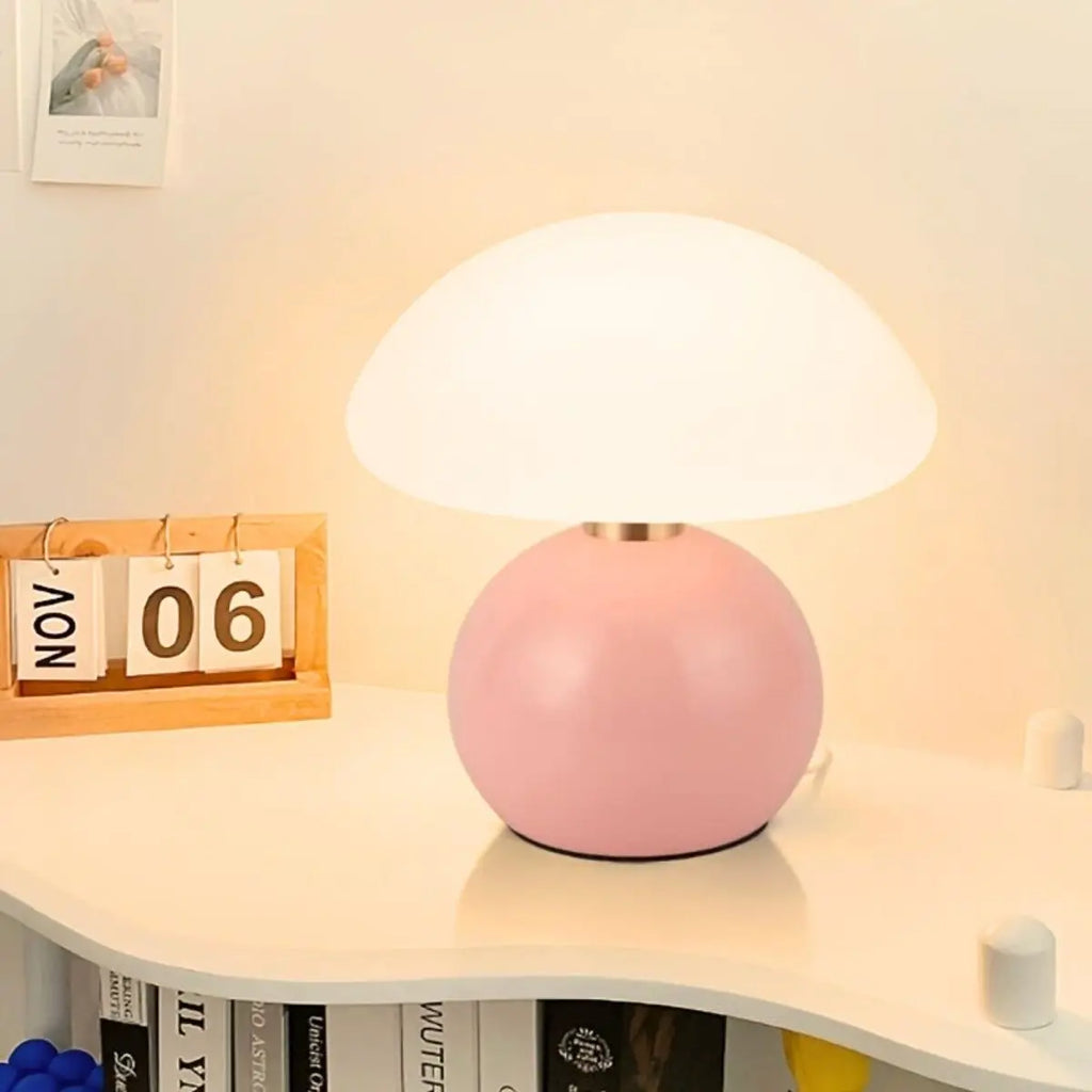 A pink/orange/red/white/beige USB socket decorative table lamp for room light decorative lamp, night light, desk light.
