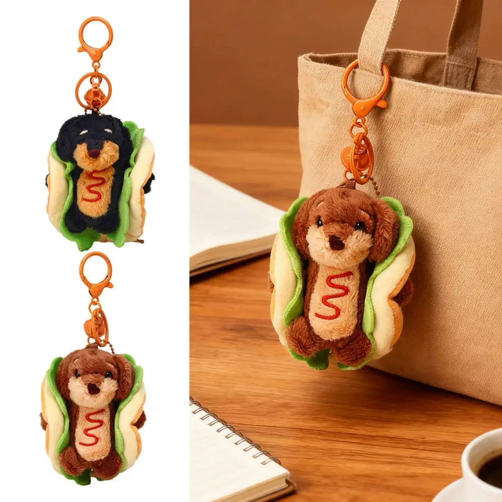 Plush Dachshund Dog Keychain – Dual Function