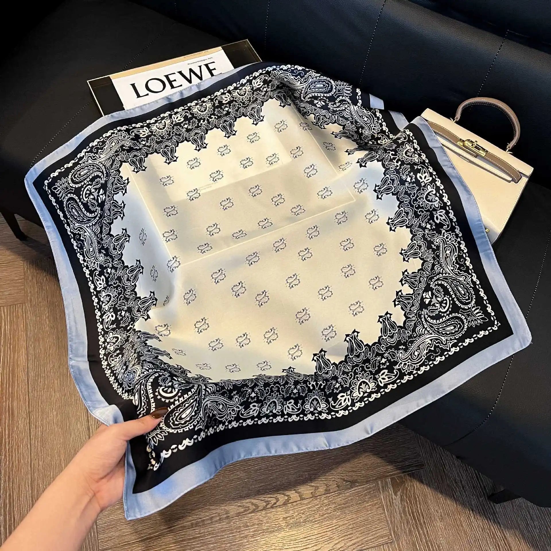 Luxury Paisley Satin Square Scarf – Soft & Elegant