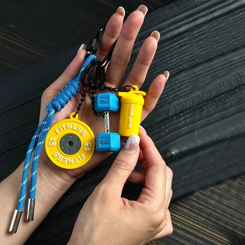 Dopamine Fitness Series Pendant D-shaped Buckle Detachable Barbell Plates Key Chain Creative Barbell Plates