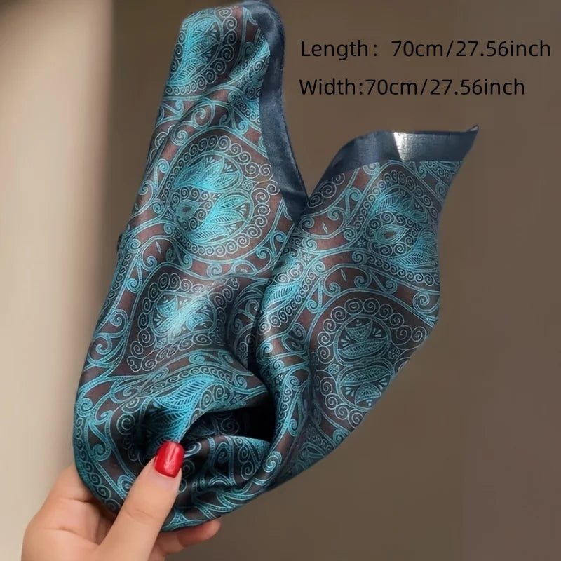 Luxury Paisley Satin Square Scarf – Soft & Elegant