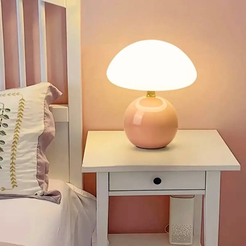 A pink/orange/red/white/beige USB socket decorative table lamp for room light decorative lamp, night light, desk light.