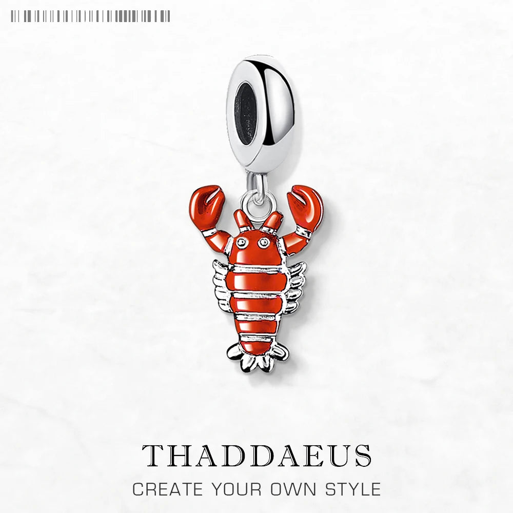 Red Lobster Pendant Charm New Fine Jewelry 925 Sterling Silver Oceans Cute Gift For Women Men