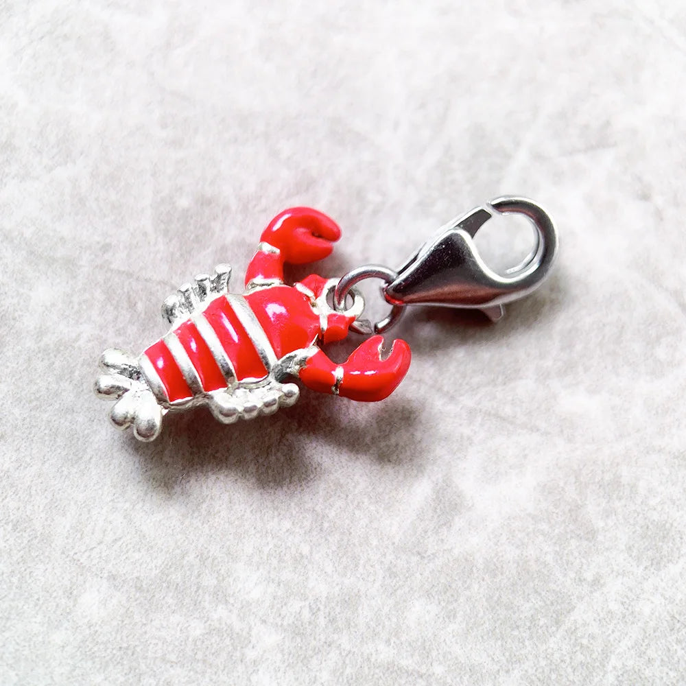 Red Lobster Pendant Charm New Fine Jewelry 925 Sterling Silver Oceans Cute Gift For Women Men