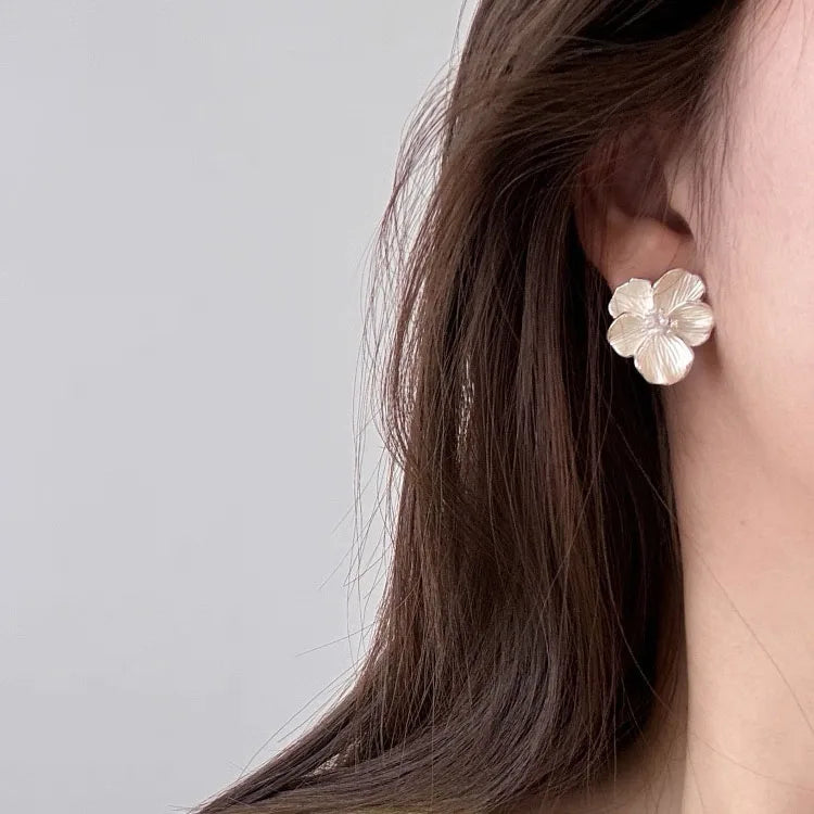 925 Sterling Silver Vintage Earrings For Women Trendy Simple Sparkling Flower Earring Jewelry Prevent Allergy Party Accessories