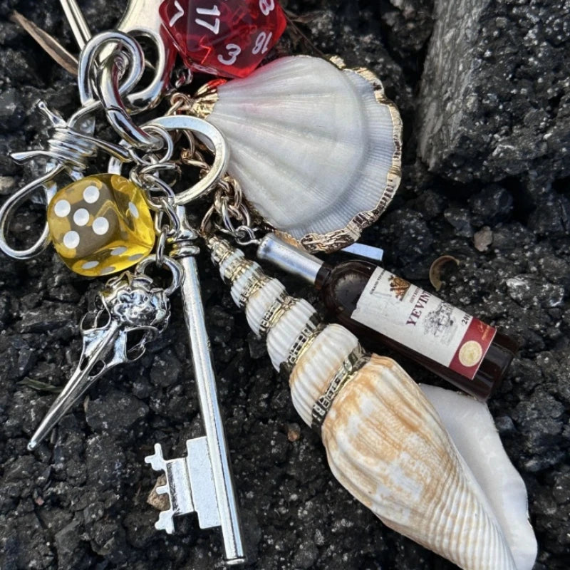 Jewelry Trinkets japanese Ocean Shell Keychain bag charms Girl's Heart High End Creative Waist Hanging Bag Pendant accessories