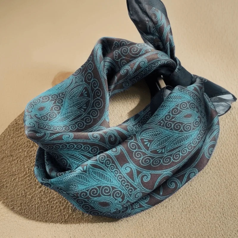 Luxury Paisley Satin Square Scarf – Soft & Elegant