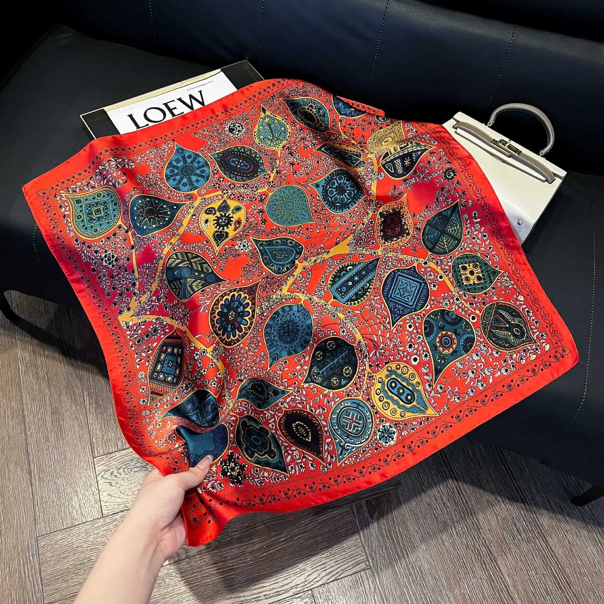 Luxury Paisley Satin Square Scarf – Soft & Elegant