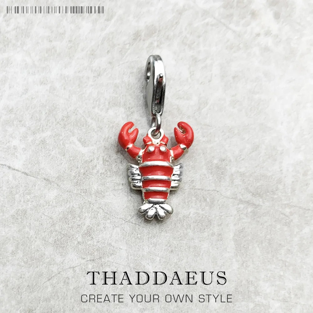 Red Lobster Pendant Charm New Fine Jewelry 925 Sterling Silver Oceans Cute Gift For Women Men