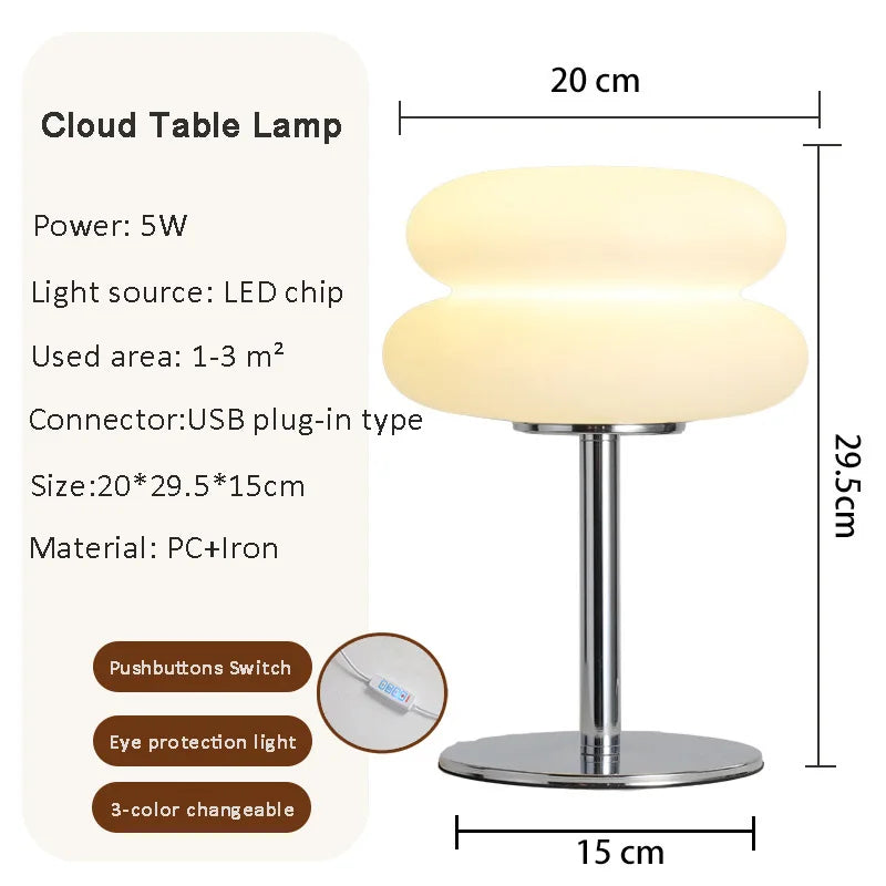 Macaron LED Table Lamp Trichromatic Dimming Eye Protection Soft Night Light for Bedroom Bedside Living Room Atmosphere Decor