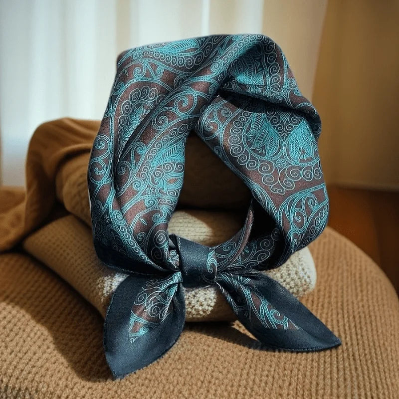 Luxury Paisley Satin Square Scarf – Soft & Elegant