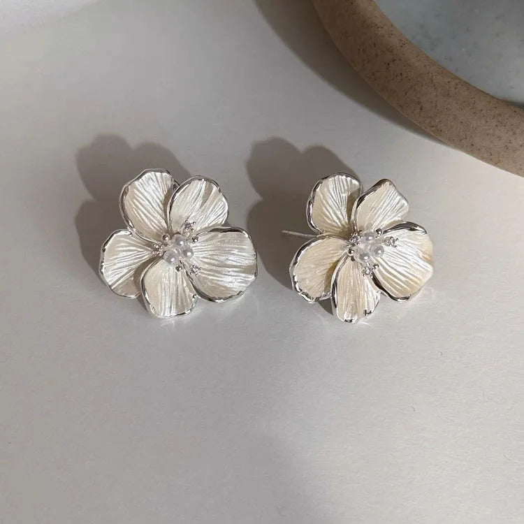 925 Sterling Silver Vintage Earrings For Women Trendy Simple Sparkling Flower Earring Jewelry Prevent Allergy Party Accessories