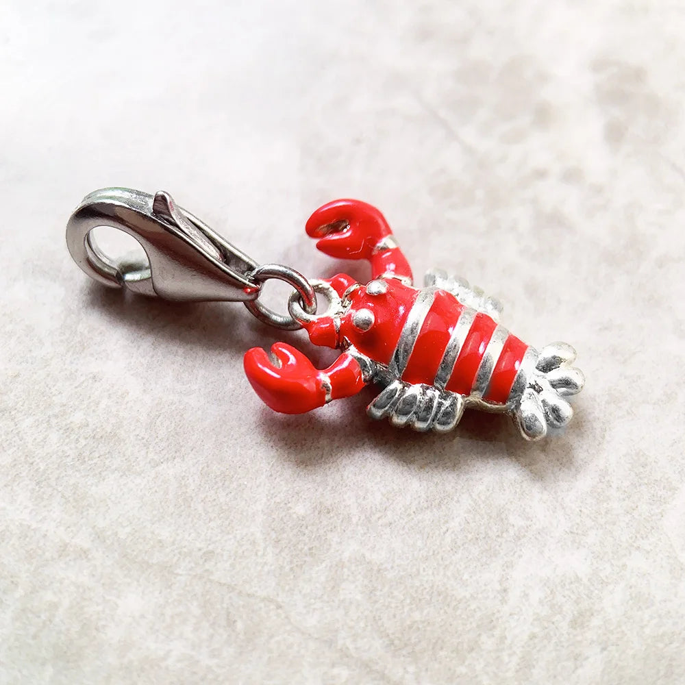 Red Lobster Pendant Charm New Fine Jewelry 925 Sterling Silver Oceans Cute Gift For Women Men