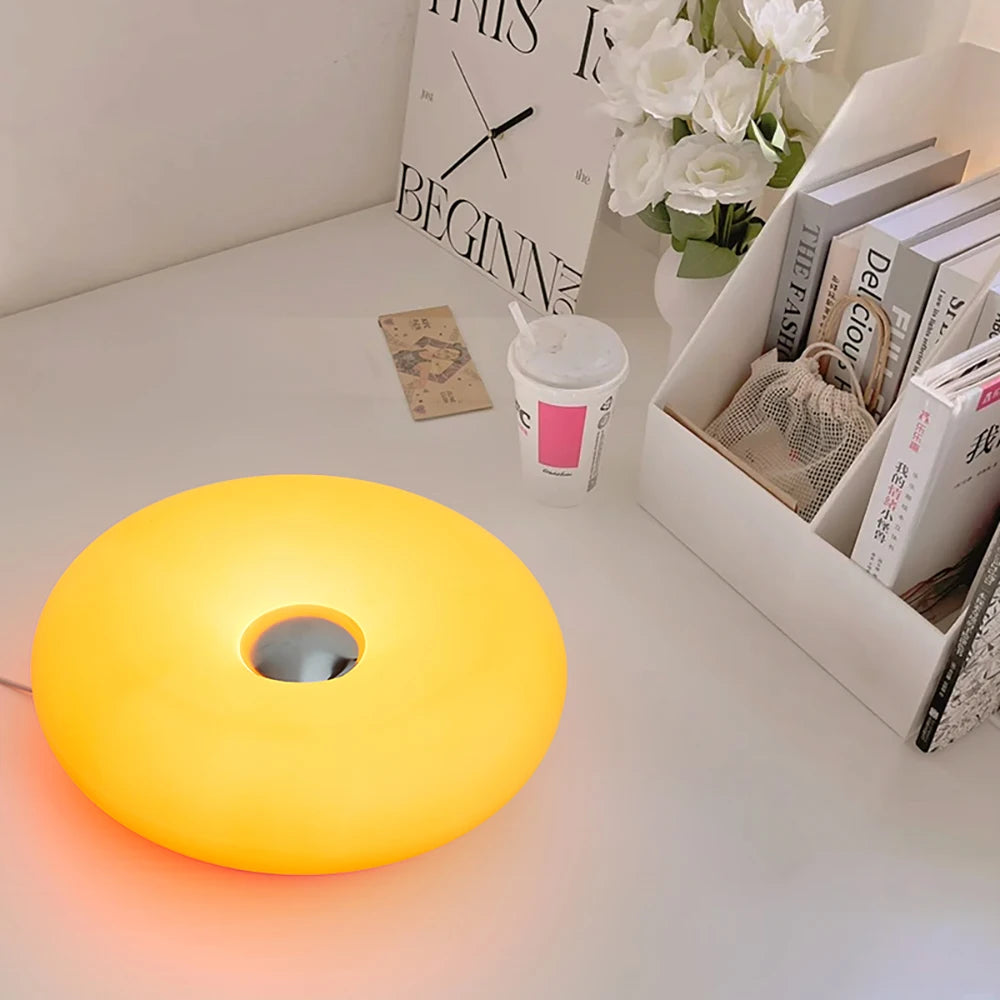 Bauhaus table lamp USB plug bedroom bedside lamp living room dining room decoration donut ambient light（Not glass）