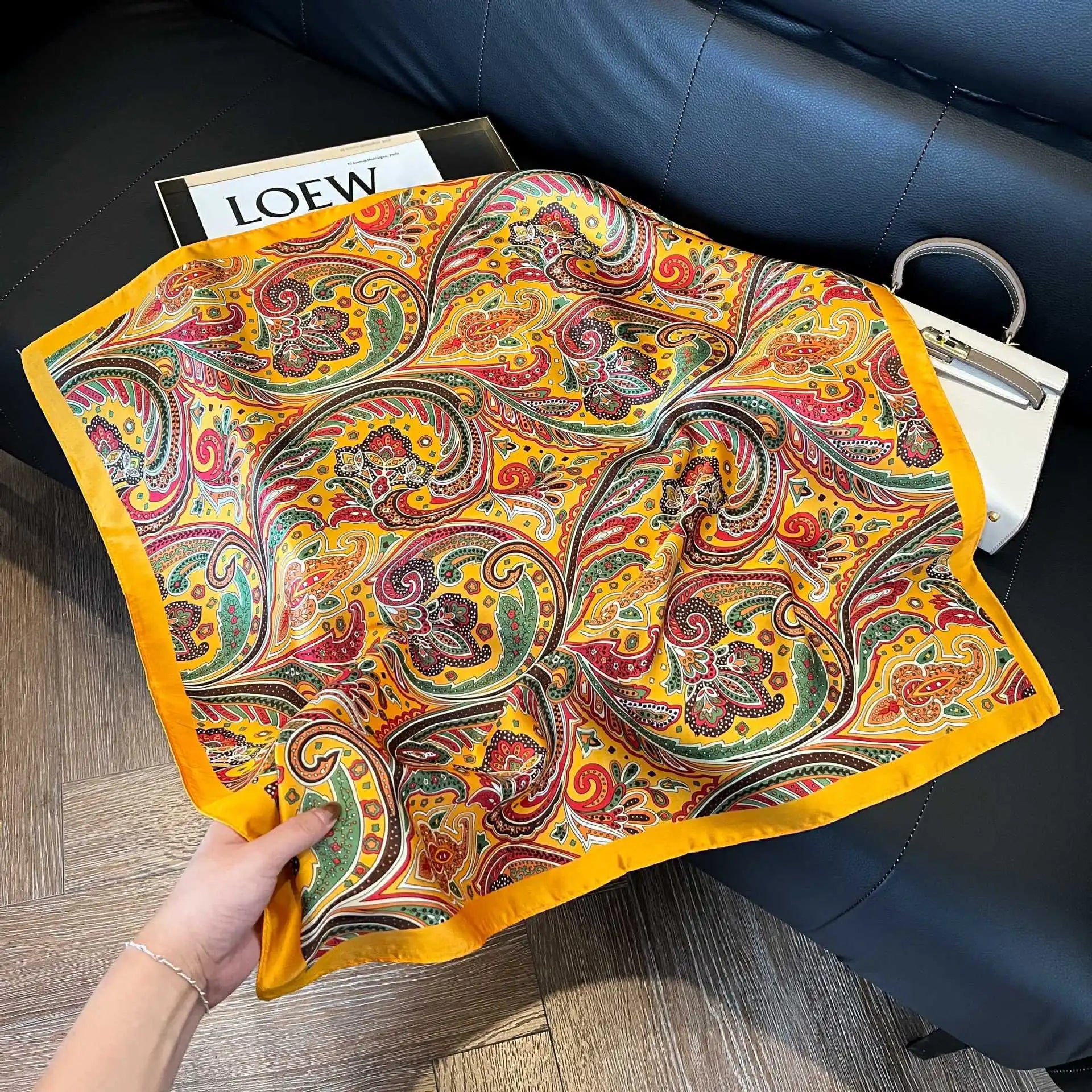 Luxury Paisley Satin Square Scarf – Soft & Elegant