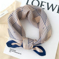 68cm Striped Geometric Pattern Silk Scarf for Women Imitation Silk Fresh and Versatile Headwear Clothing Square Scarf