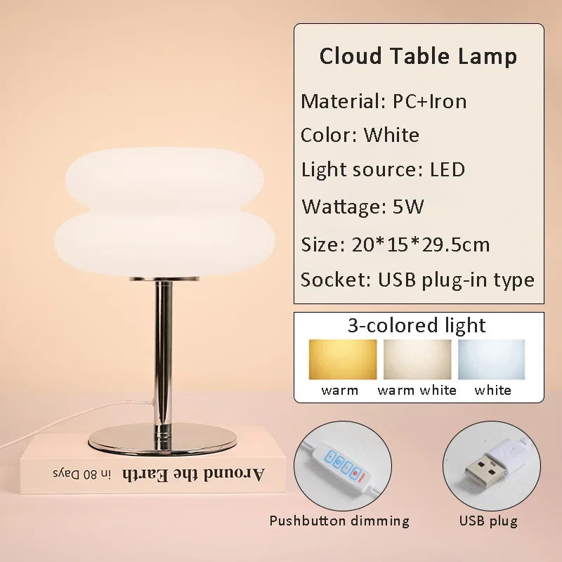 Macaron LED Table Lamp Trichromatic Dimming Eye Protection Soft Night Light for Bedroom Bedside Living Room Atmosphere Decor