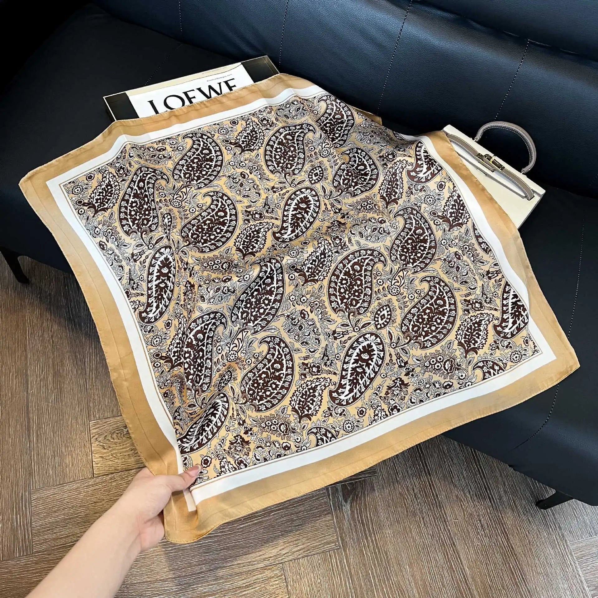 Luxury Paisley Satin Square Scarf – Soft & Elegant