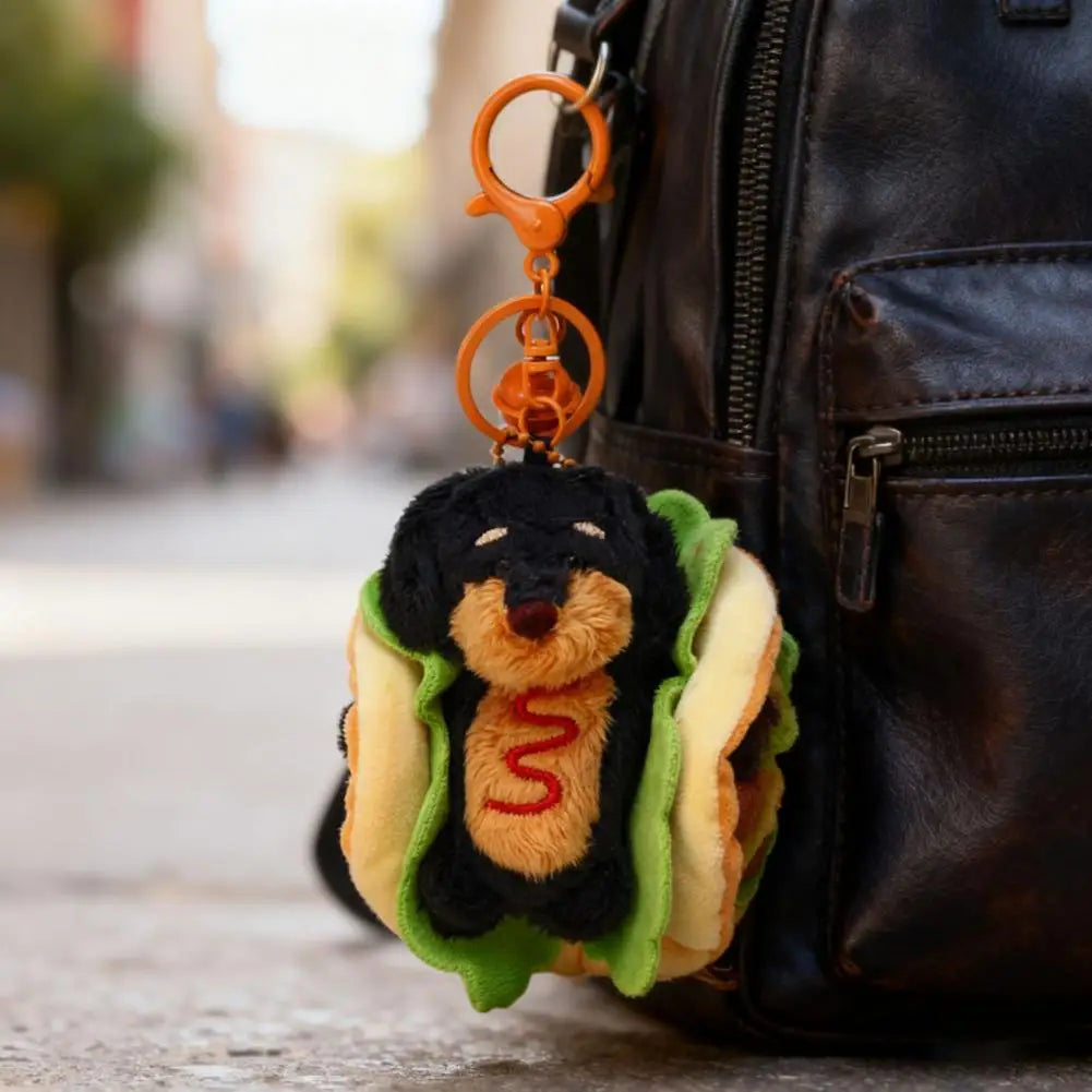 Plush Dachshund Dog Keychain – Dual Function