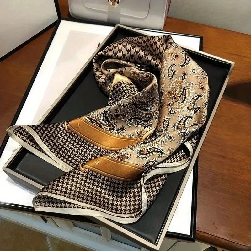 Luxury Paisley Satin Square Scarf – Soft & Elegant