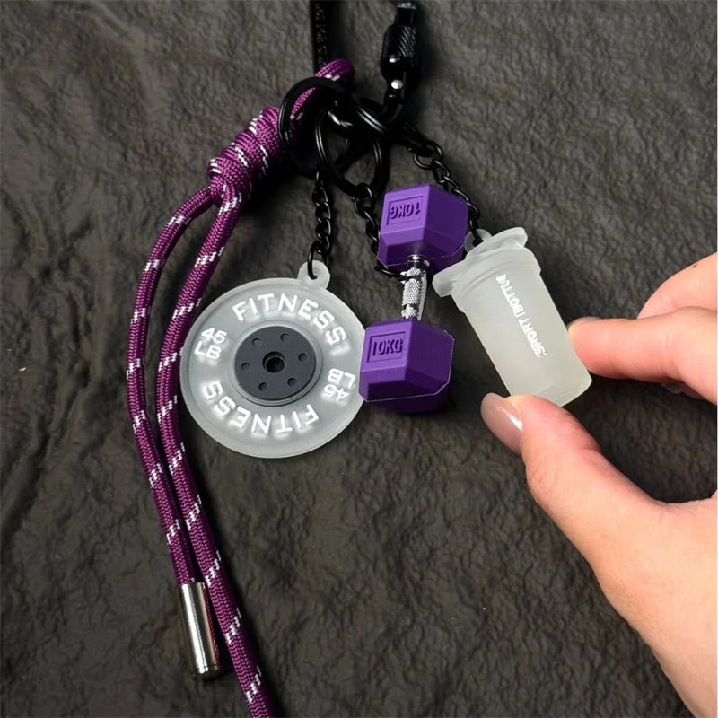 Dopamine Fitness Series Pendant D-shaped Buckle Detachable Barbell Plates Key Chain Creative Barbell Plates