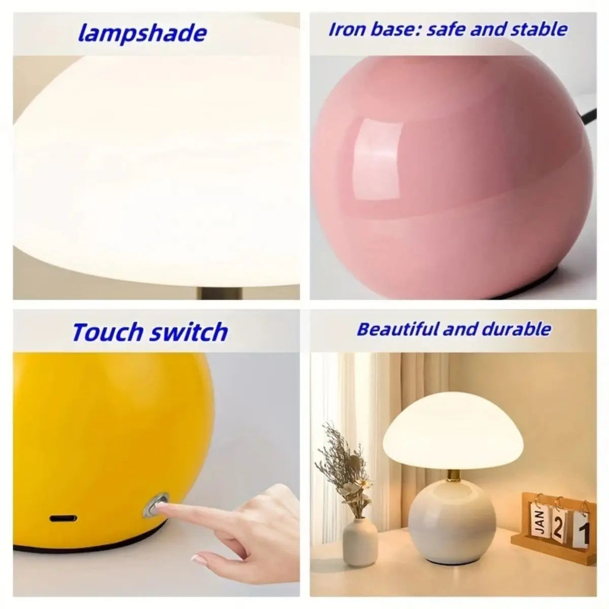 A pink/orange/red/white/beige USB socket decorative table lamp for room light decorative lamp, night light, desk light.